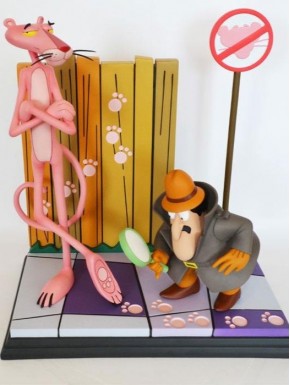 Estátua de resina de 41 cm da Pantera Cor-de-Rosa e O Inspetor