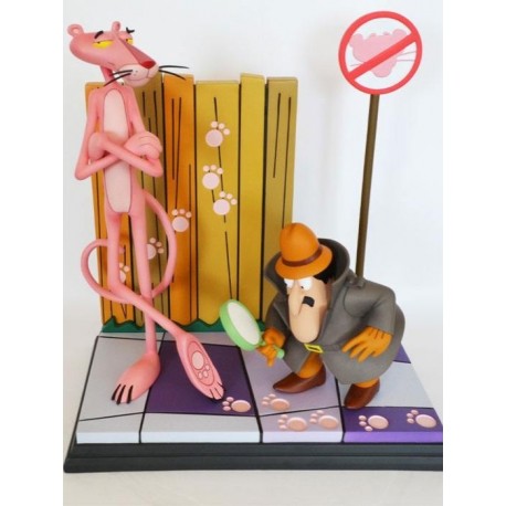 Estátua de resina de 41 cm da Pantera Cor-de-Rosa e O Inspetor