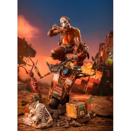 Estatua de Psycho y Claptrap de Borderlands 3 con luz