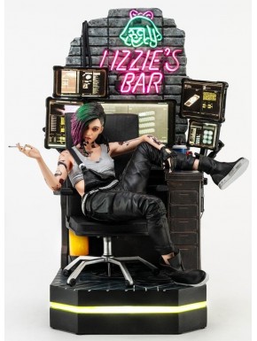 Statue Judy Alvarez Cyberpunk 2077 avec lumière LED