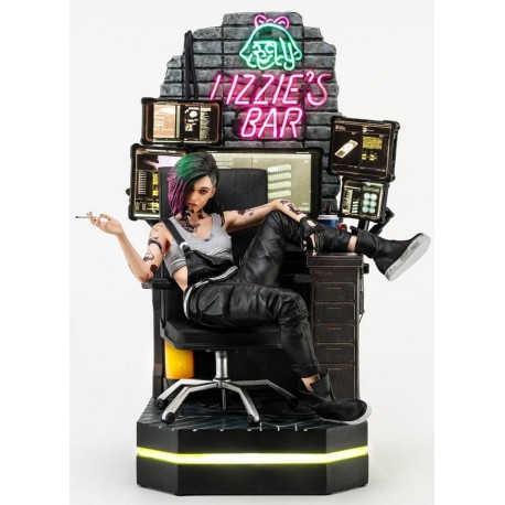 Statue Judy Alvarez Cyberpunk 2077 avec lumière LED