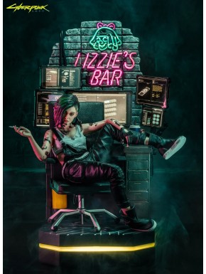 Estátua Judy Alvarez Cyberpunk 2077 com luz LED
