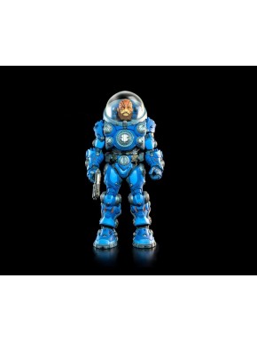 Figura Deluxe Vellok Speer de Cosmic Legions com armadura azul