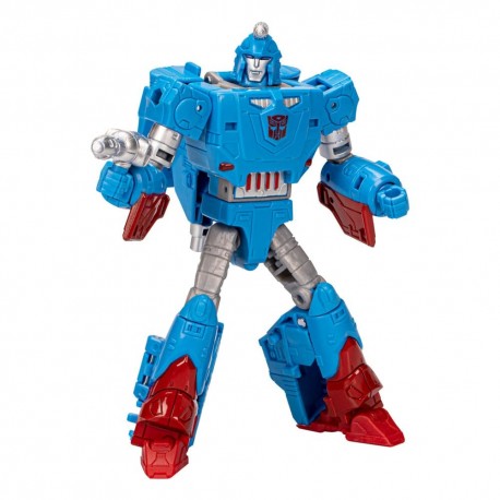 Figura Transformers Autobot Devcon Legacy azul y rojo en modo robot