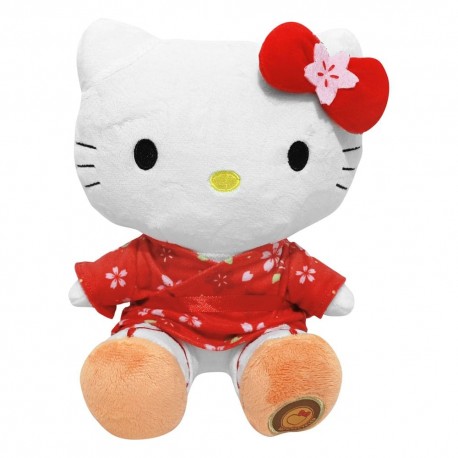 Peluche Hello Kitty avec kimono rouge de 24 cm