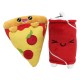 Conjunto de peluches Yummis Pizza e Cola em bolsa