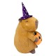 Pelúcia capivara Halloween com chapéu de bruxa e abóbora
