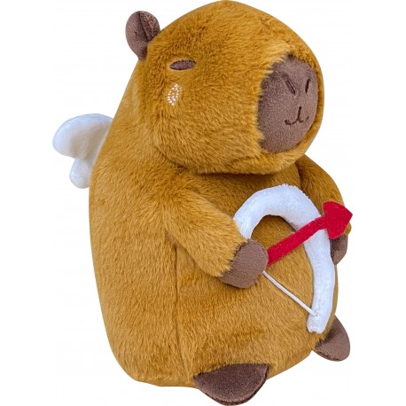 Pelúcia capivara de 21 cm estilo Cupido com arco e asas.