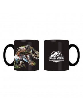 Caneca de cerâmica Jurassic World com dinossauro e logo