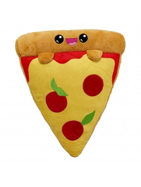 Peluche Yummis Pizza de 32 cm avec visage souriant