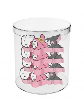 Lot de gommes Sanrio dans un pot transparent