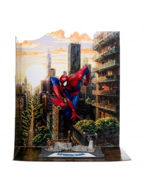 Estatua de Spider-Man a escala 1:10 con diorama