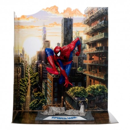 Estatua de Spider-Man a escala 1:10 con diorama
