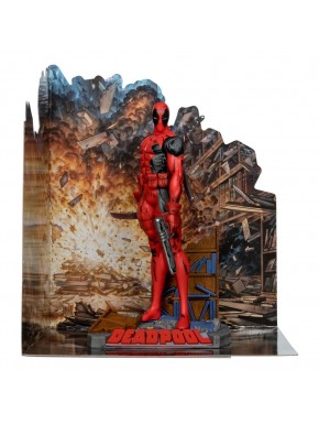 Estatua de Deadpool 1:10 con diorama de explosión