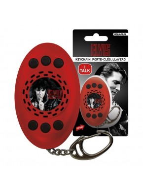 Porte-clés parlant rouge d'Elvis Presley avec image centrale
