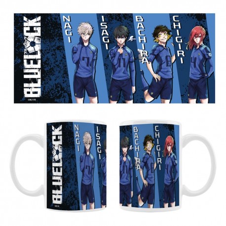 Taza de cerámica Blue Lock con personajes Nagi, Isagi, Bachira y Chigiri