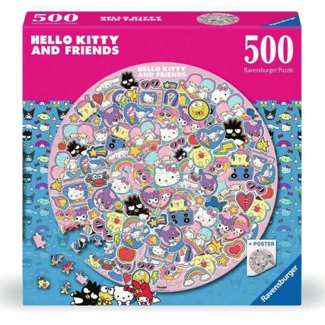 Puzzle rond 500 pièces Hello Kitty et Amis