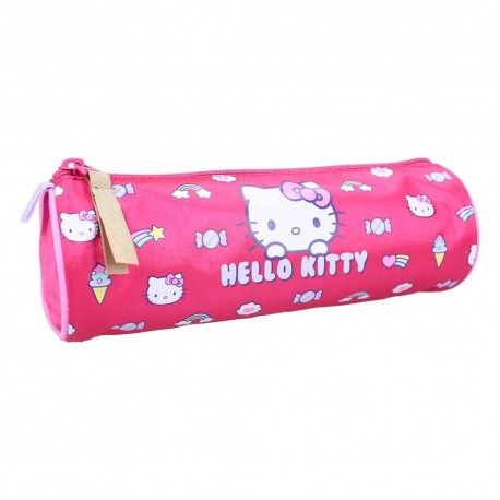 Trousse Hello Kitty rose ronde avec motifs