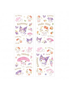 Set d'autocollants Hello Kitty & Friends en tons pastel avec fleurs et papillons