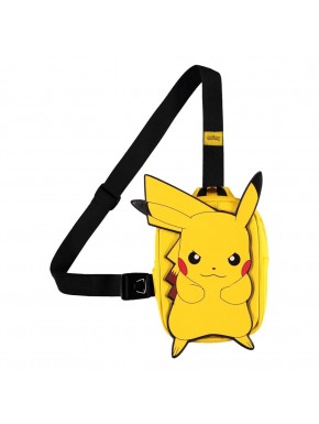 Bandolera amarilla Pikachu de Pokémon con correa negra ajustable