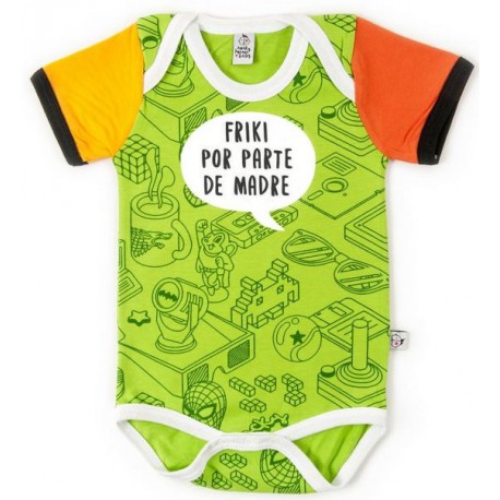 Baby onesie with geeky design part of mother