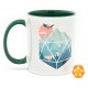 Taza Glassstaff DnD con dado D20 y diseño de paisaje