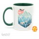 Taza Glassstaff DnD con dado D20 y diseño de paisaje