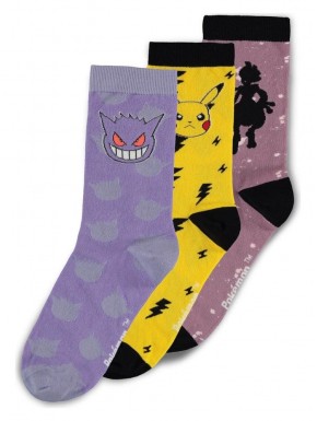 Calcetines de Pokémon con Pikachu, Gengar y Mewtwo