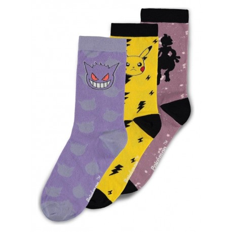 Calcetines de Pokémon con Pikachu, Gengar y Mewtwo