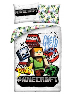 Funda nórdica Minecraft con diseño de personajes y bloques