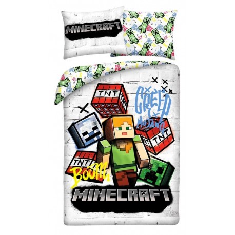 Funda nórdica Minecraft con diseño de personajes y bloques
