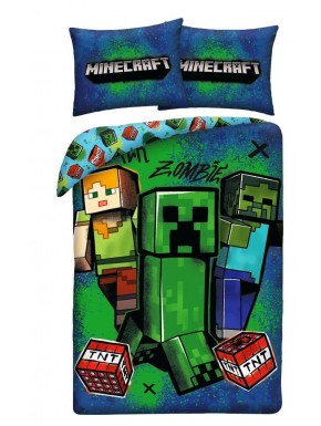 Funda nórdica Minecraft y almohada con diseño de personajes