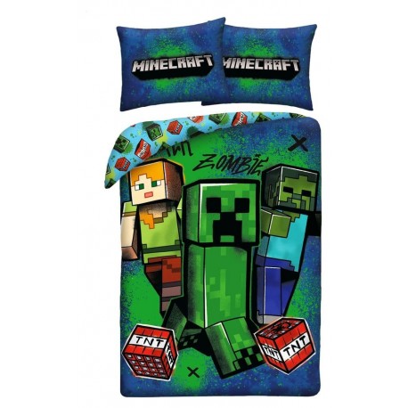 Funda nórdica Minecraft y almohada con diseño de personajes