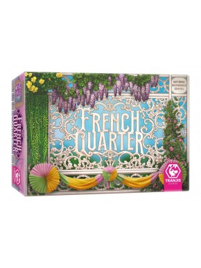 Boîte et composants du jeu de société French Quarter