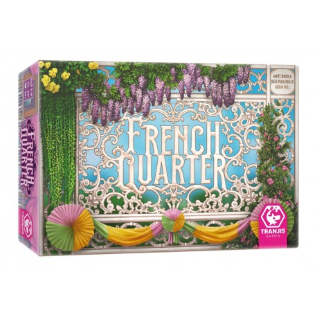 Boîte et composants du jeu de société French Quarter