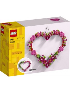 Ensemble décoratif LEGO cœur avec fleurs et feuilles