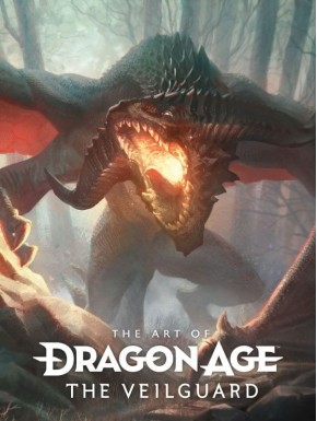 Portada del artbook Dragon Age: The Veilguard, dragón en un bosque