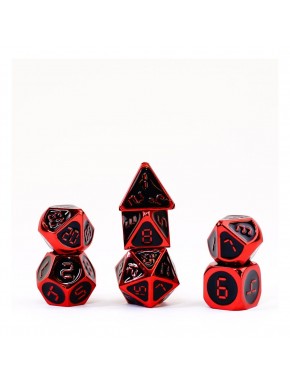 Ensemble de dés rouges avec émail noir pour jeux de rôle