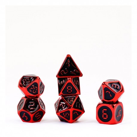 Ensemble de dés rouges avec émail noir pour jeux de rôle