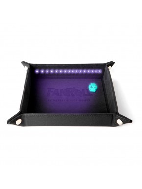 Bandeja de Dados FanRoll com luz negra e D20 brilhante