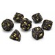Set de dés en métal creux noirs et dorés CritStones