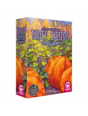 Caja del juego de mesa Three Sisters con calabazas e ilustraciones coloridas
