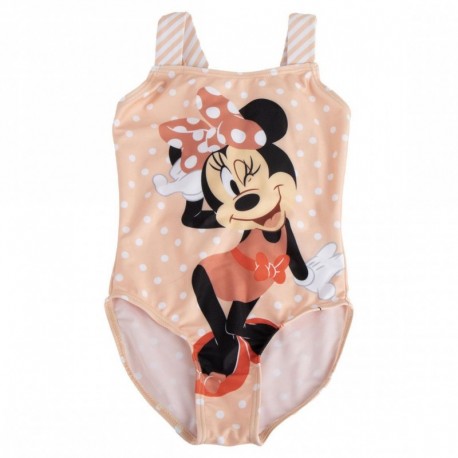 Maillot de bain Minnie Mouse couleur pêche avec pois blancs