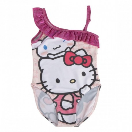 Bañador infantil rosa de Hello Kitty con volante