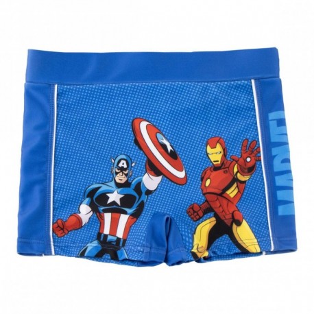 Boxer de bain bleu Avengers avec Captain America et Iron Man