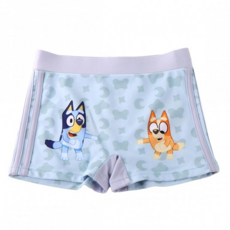 Boxer de banho azul claro com personagens Bluey