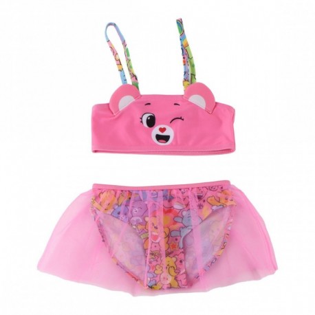 Bikini rose enfant des Bisounours avec imprimé et tulle