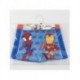 Boxer de banho azul com Spiderman e Iron Man