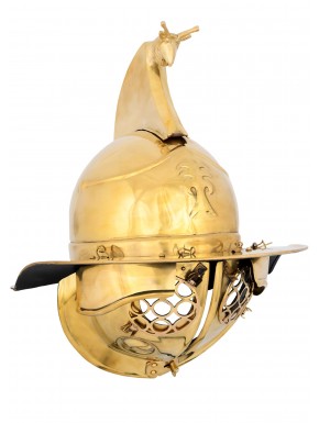 Casco de gladiador Thraex de latón con detalles ornamentales