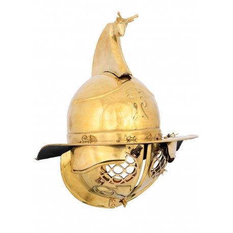 Casco de gladiador Thraex de latón con detalles ornamentales